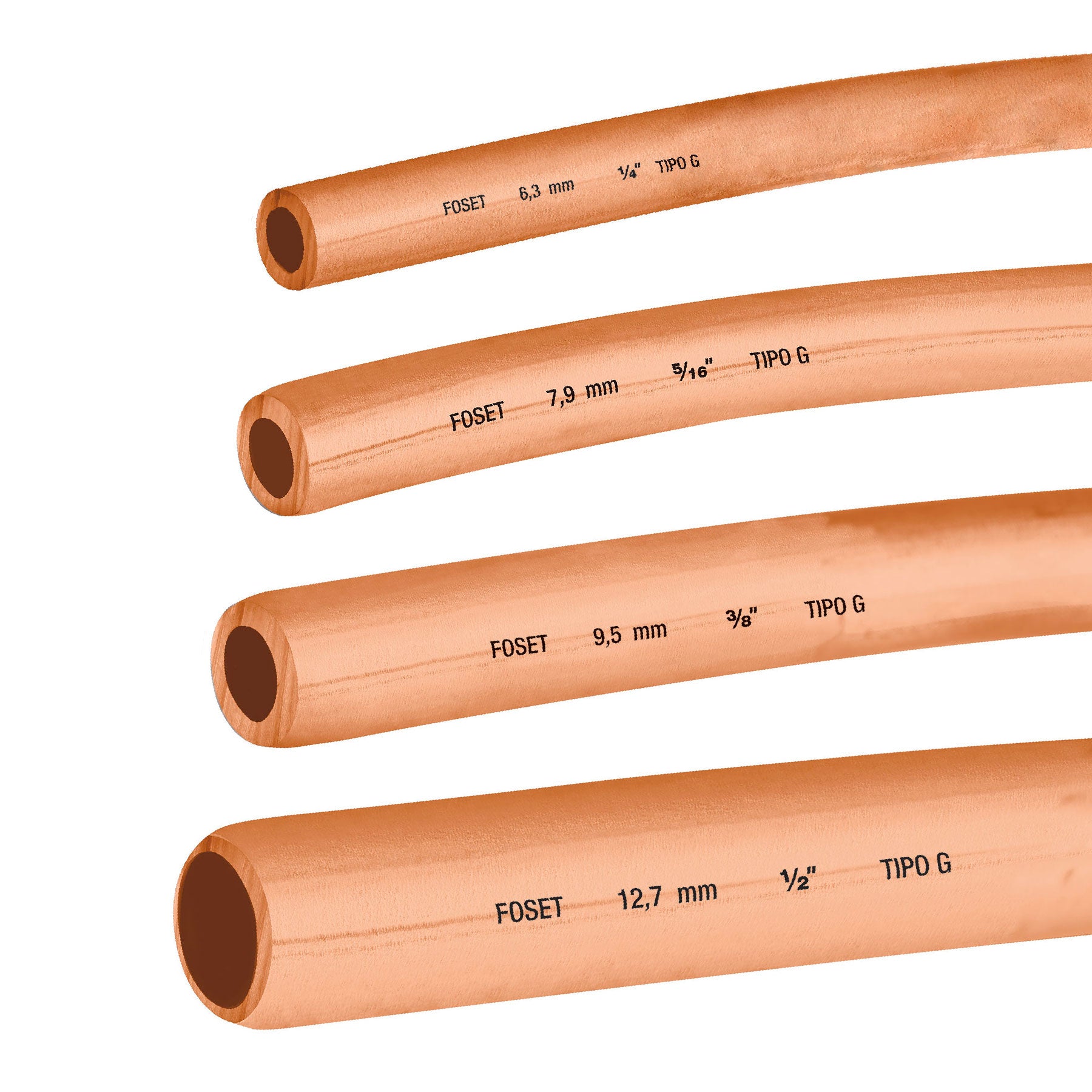 Rollo de 15 m de tubo flexible de cobre de 1/2', Foset, 48158