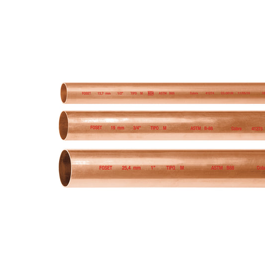 Tubo de 1' de cobre tipo 'M' , de 3 m, Foset, 41276