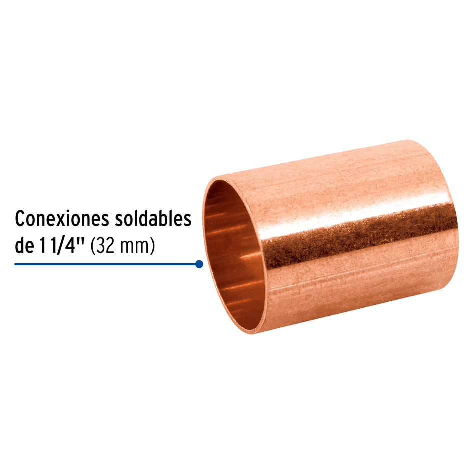 Cople de cobre de 1-1/4' sin ranura, Foset Caja con 2, 48851