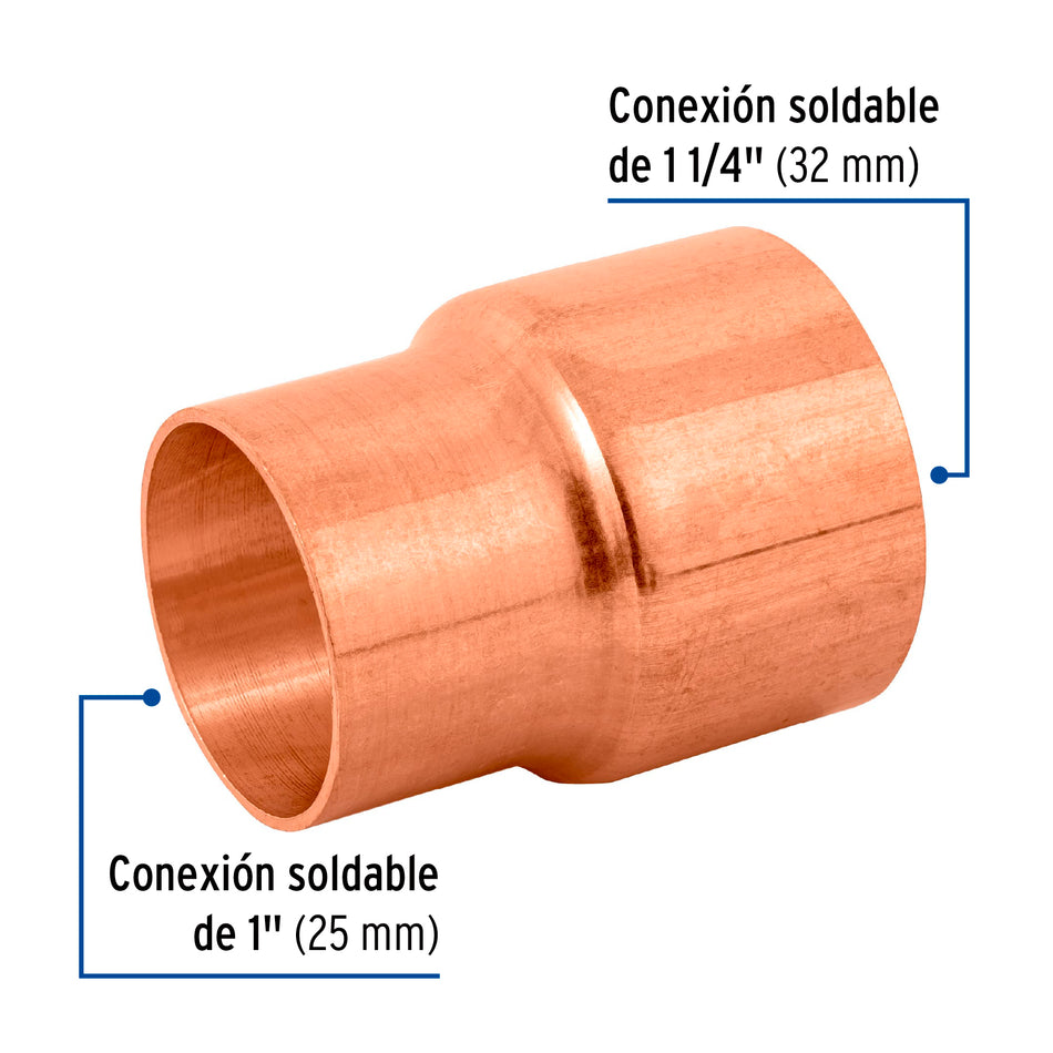 Cople reducción campana cobre 1-1/4' x 1', Foset Caja con 2, 48868