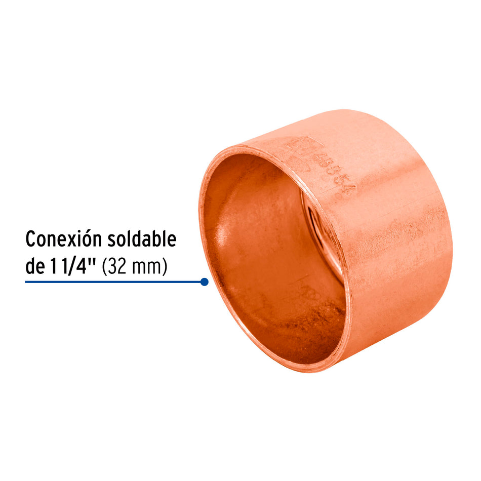 Tapón capa de cobre 1-1/4', Foset Caja con 2, 48854