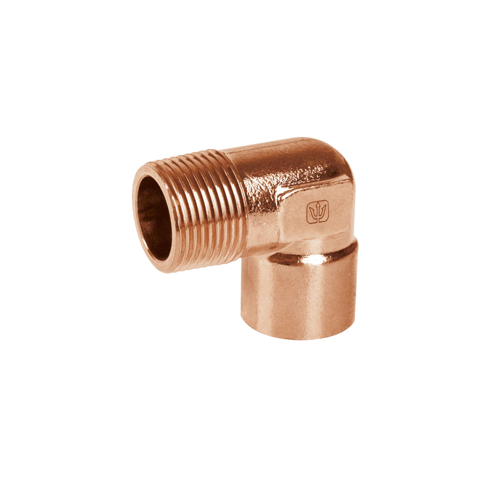 Codo 90° de cobre, rosca exterior 1/2', Foset Caja con 10, 49647