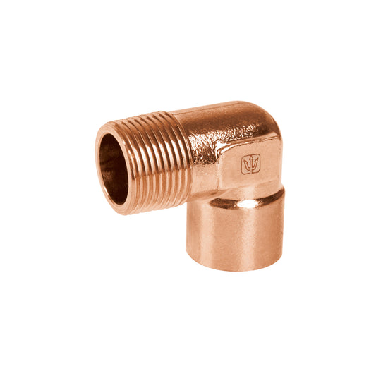 Codo 90° de cobre, rosca exterior 3/4', Foset Caja con 10, 49648