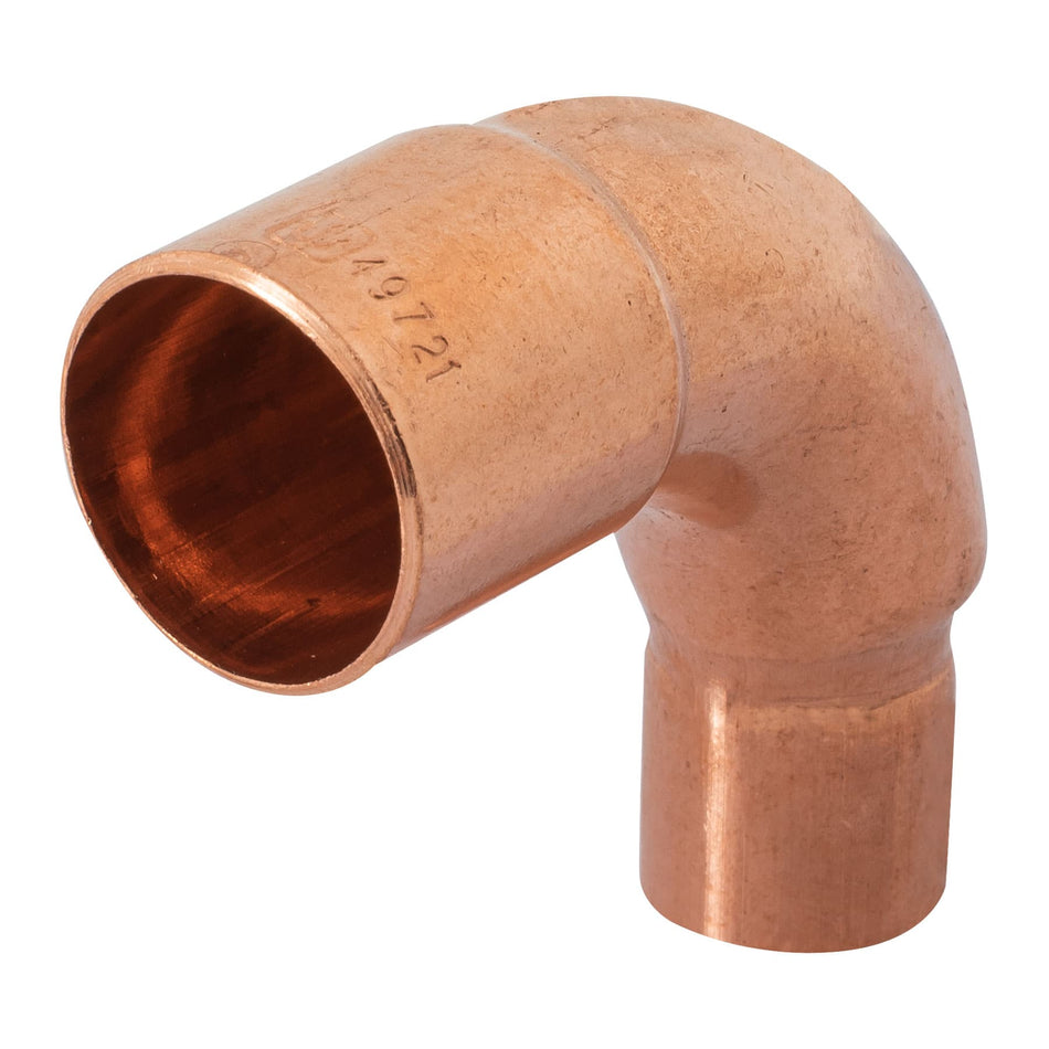 Codo 90° reducción de cobre de 3/4' x 1/2', Foset Caja con 10, 49721