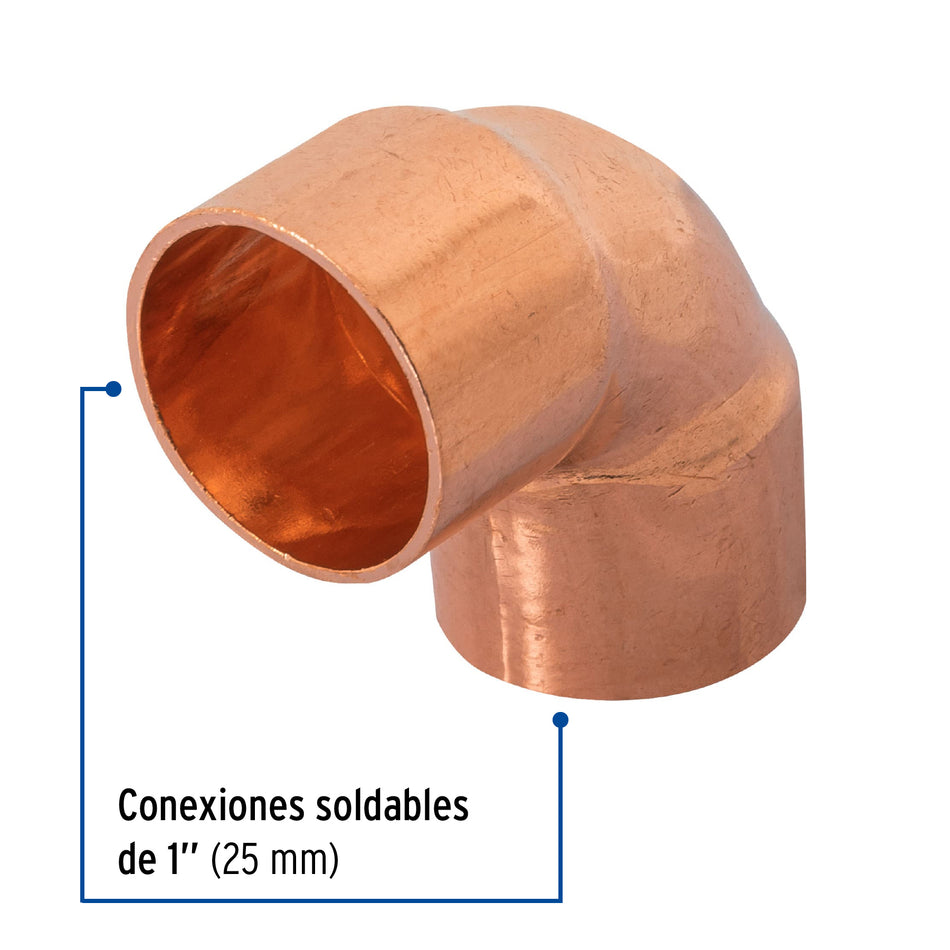 Codo 90° de cobre de 1', Foset Caja con 10, 49716