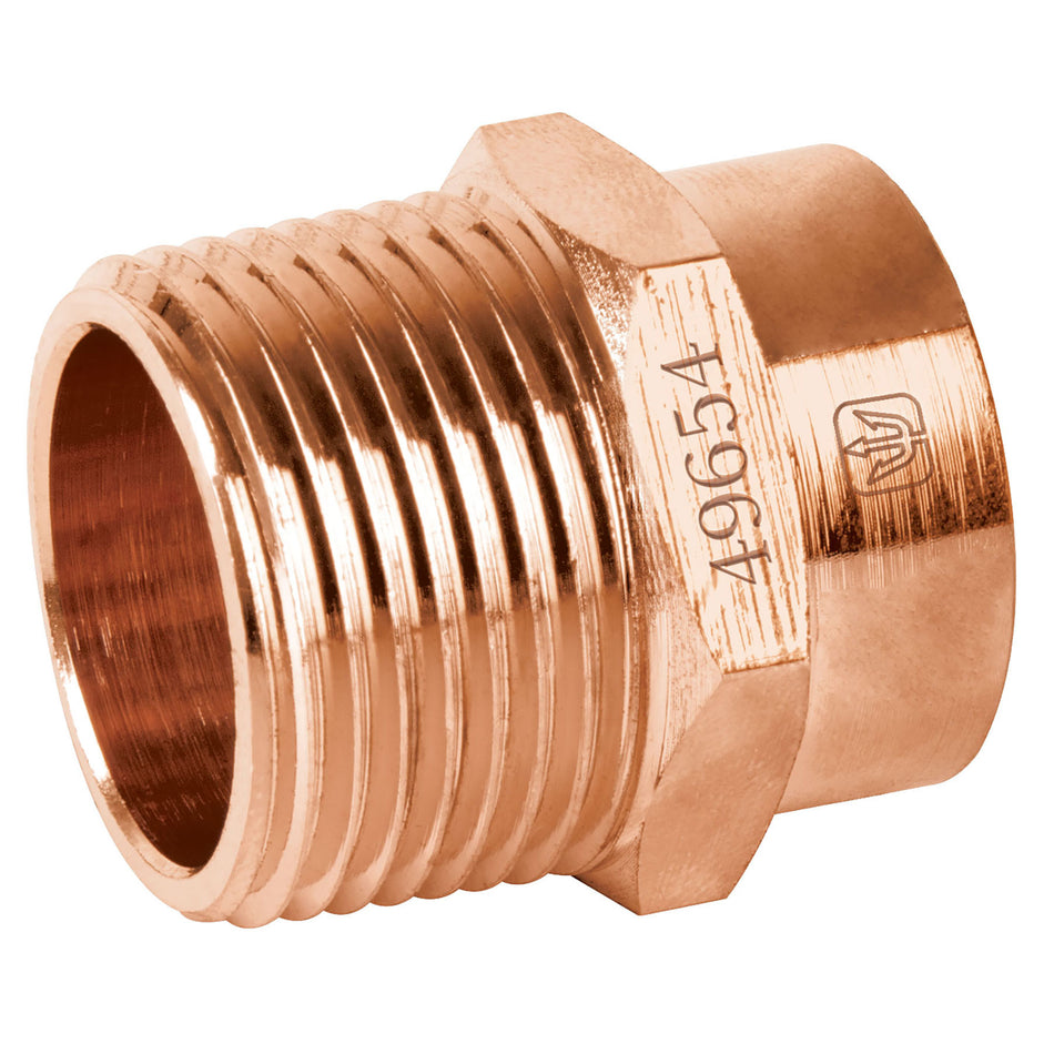 Conector de cobre, rosca exterior 3/4', Foset Caja con 20, 49654