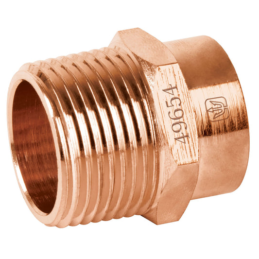 Conector de cobre, rosca exterior 3/4', Foset Caja con 20, 49654