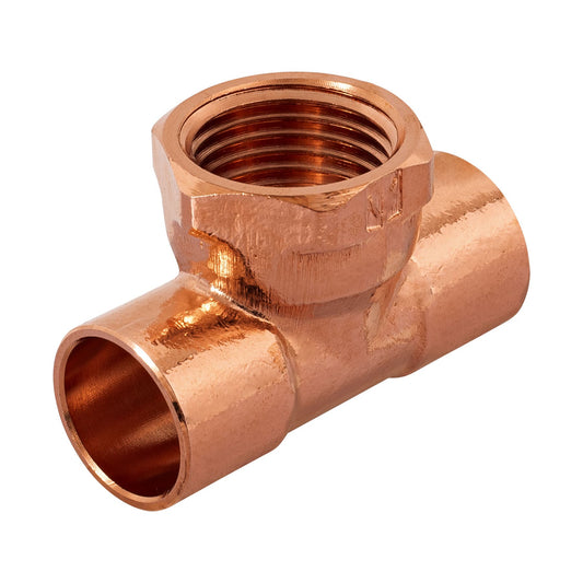 Tee de cobre rosca central 1/2', Foset Caja con 2, 48885