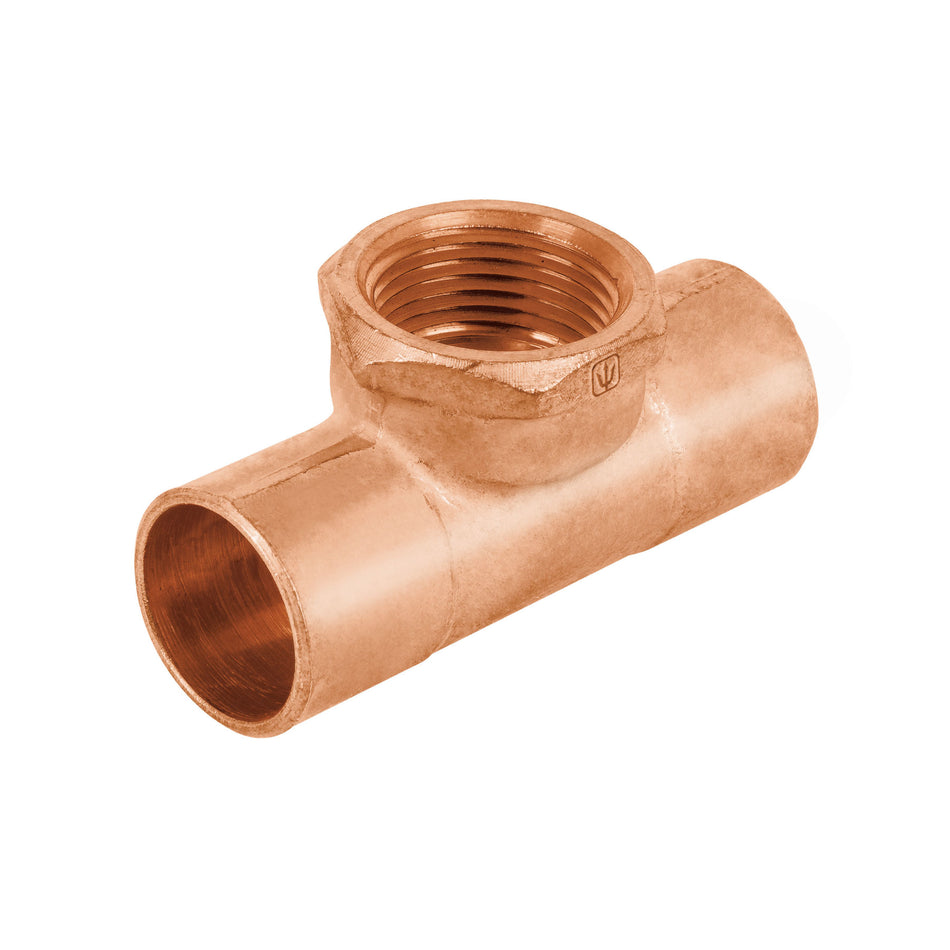 Tee de cobre rosca central 3/4', Foset Caja con 2, 48886