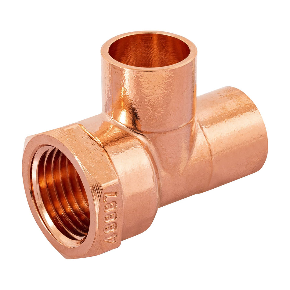 Tee de cobre rosca lateral 1/2', Foset Caja con 2, 48887
