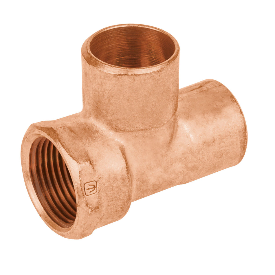 Tee de cobre rosca lateral 3/4', Foset Caja con 2, 48888