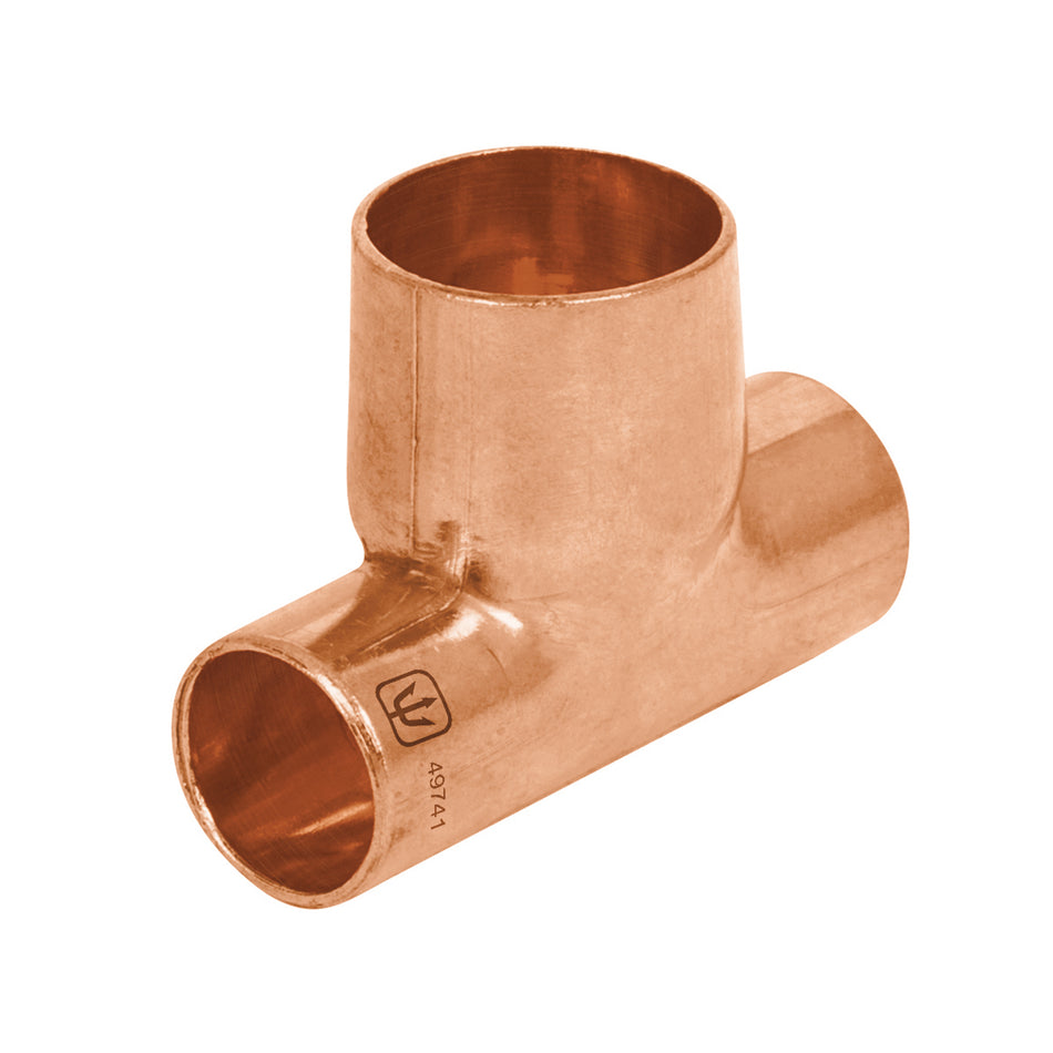 Tee reducida de cobre 1/2' x 1/2' x 3/4', Foset Caja con 10, 49741