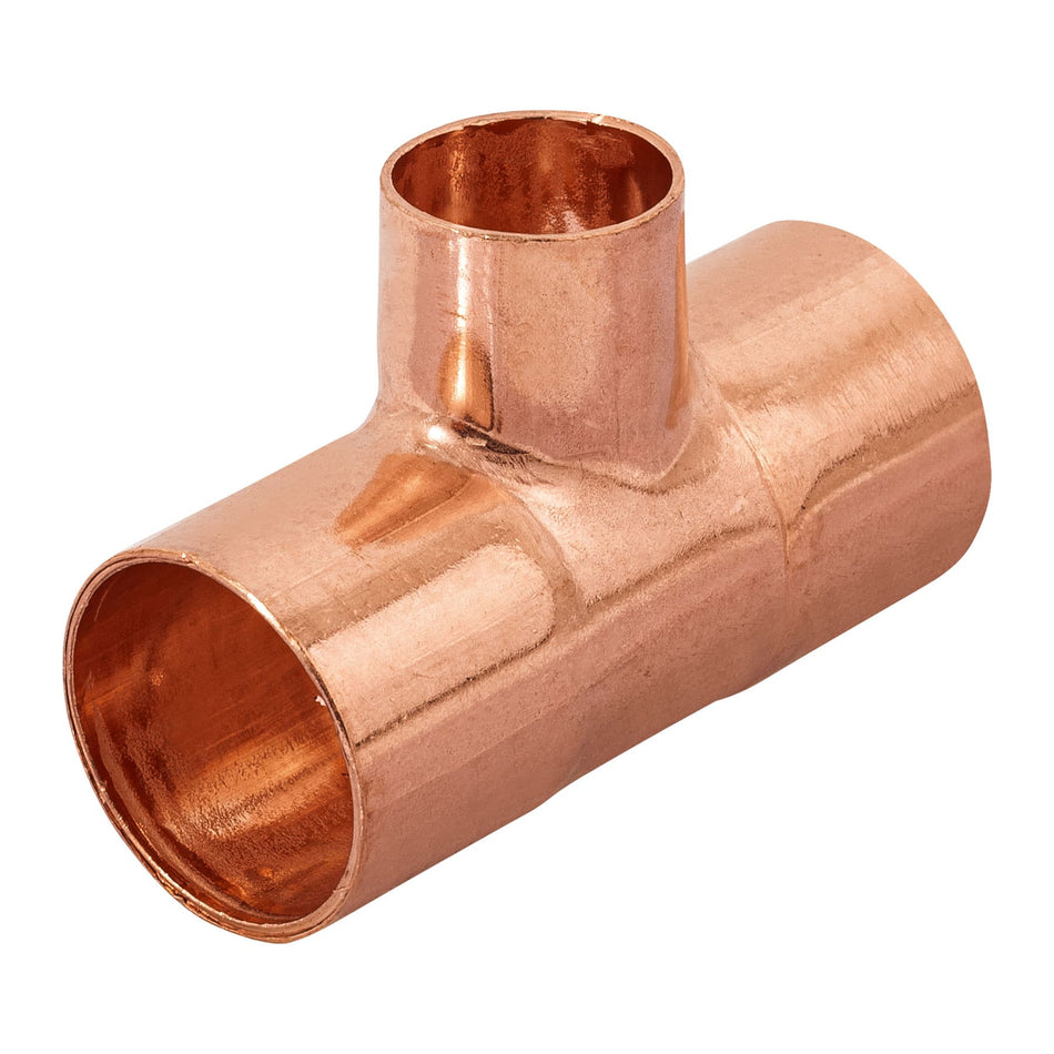 Tee reducida de cobre 3/4' x 3/4' x 1/2', Foset Caja con 10, 49744