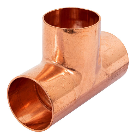 Tee sencilla de cobre 1-1/4', Foset Caja con 2, 48863