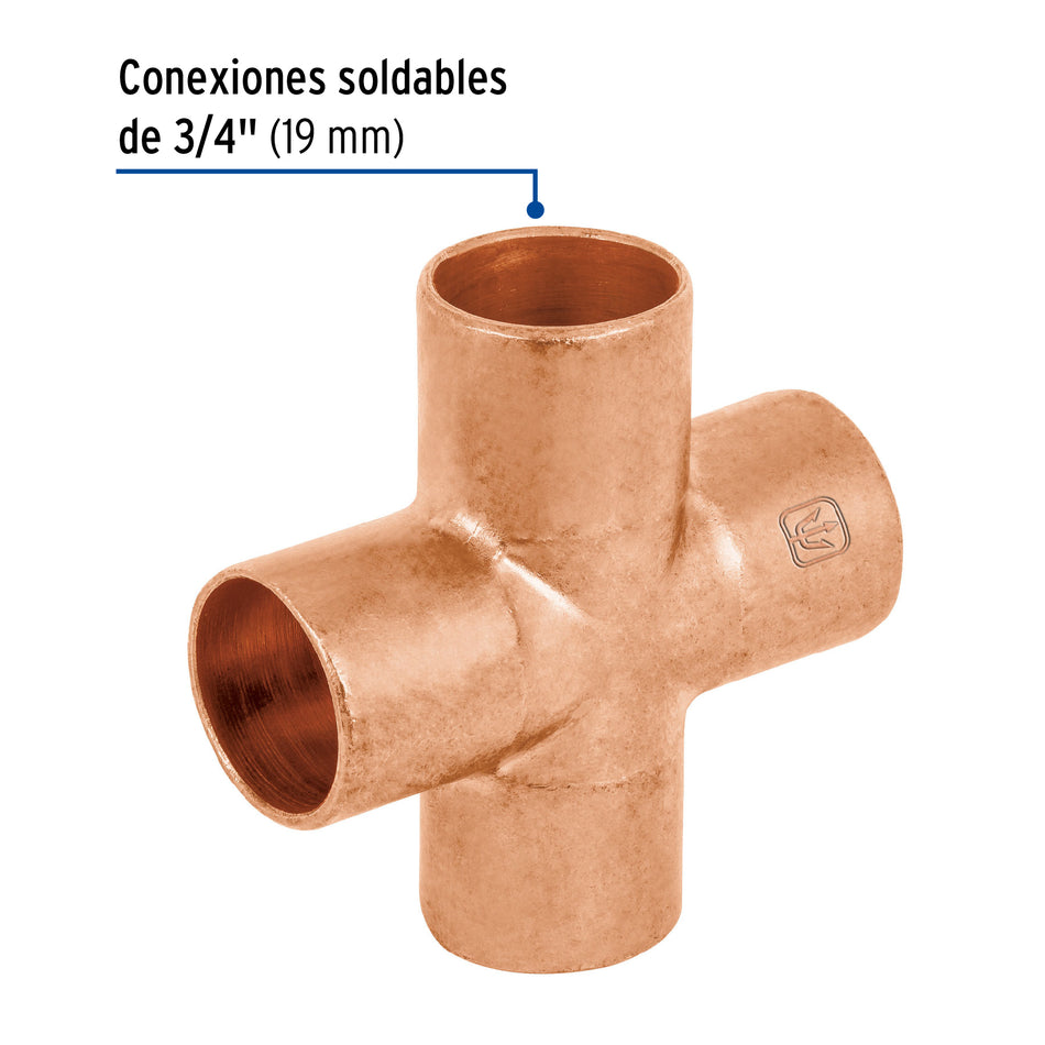 Cruz sencilla de cobre 3/4', Foset Caja con 2, 48890