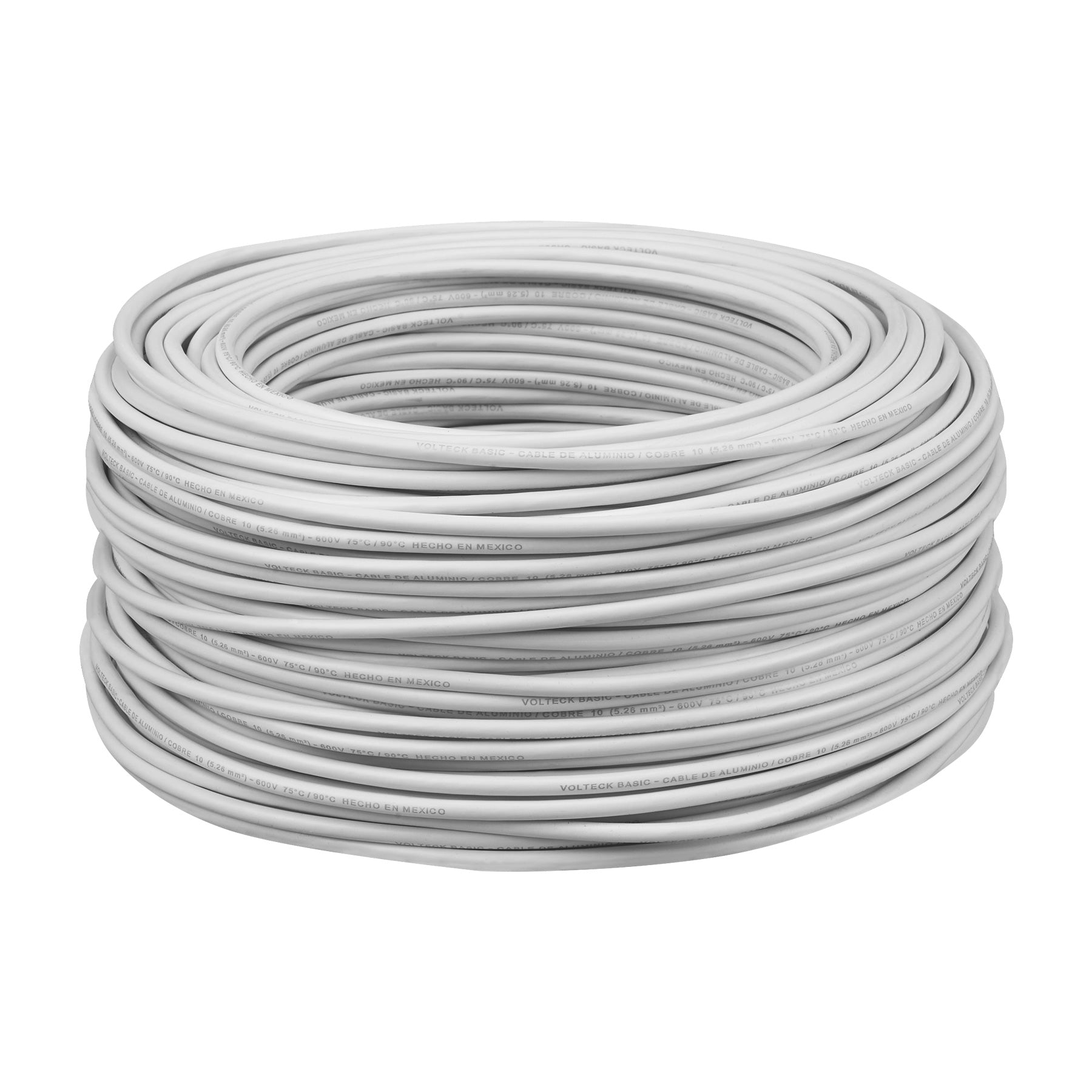 Rollo de 100 metros de cable THW CCA 10 AWG blanco, Basic, 40208