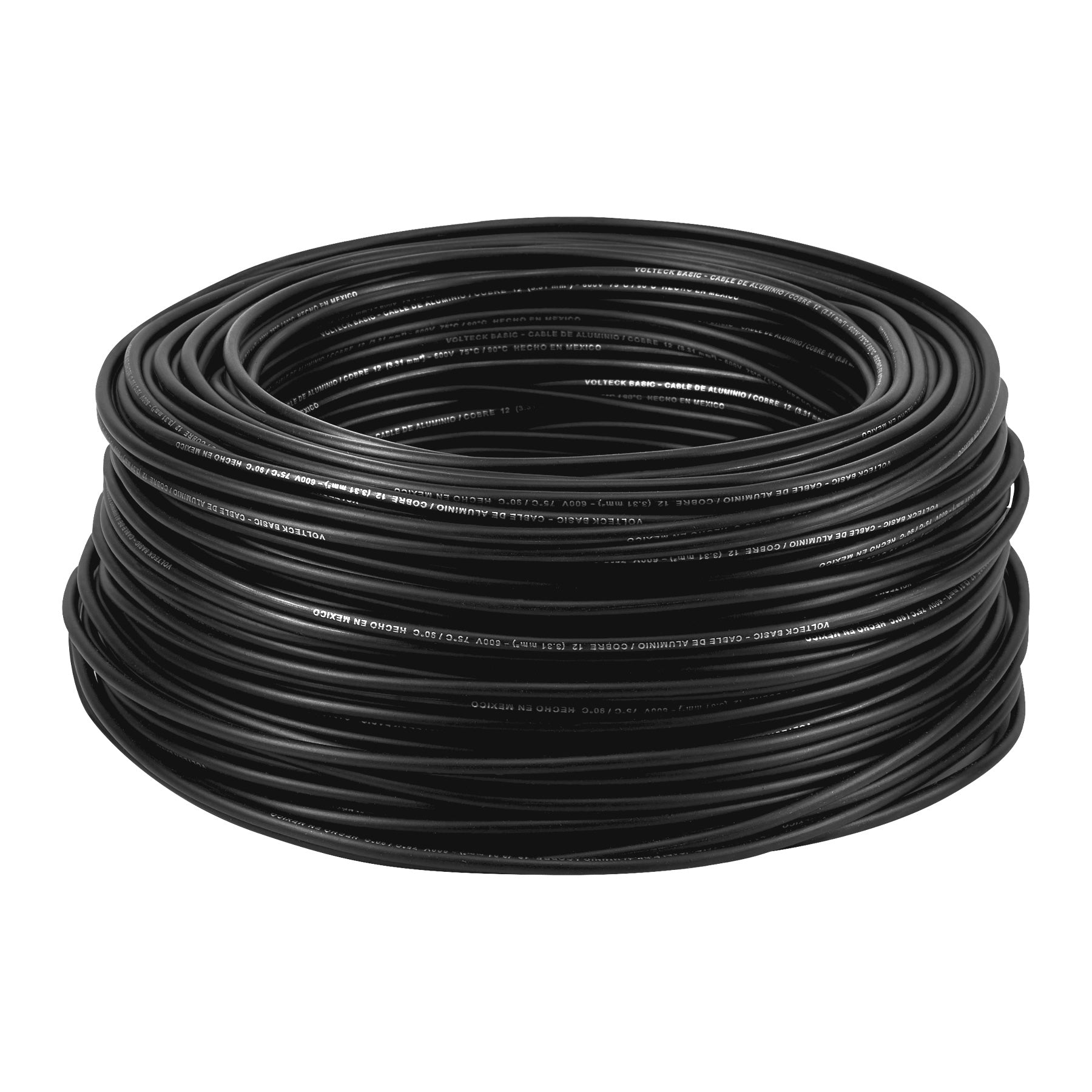 Rollo de 100 metros de cable THW CCA 12 AWG negro, Basic, 40213