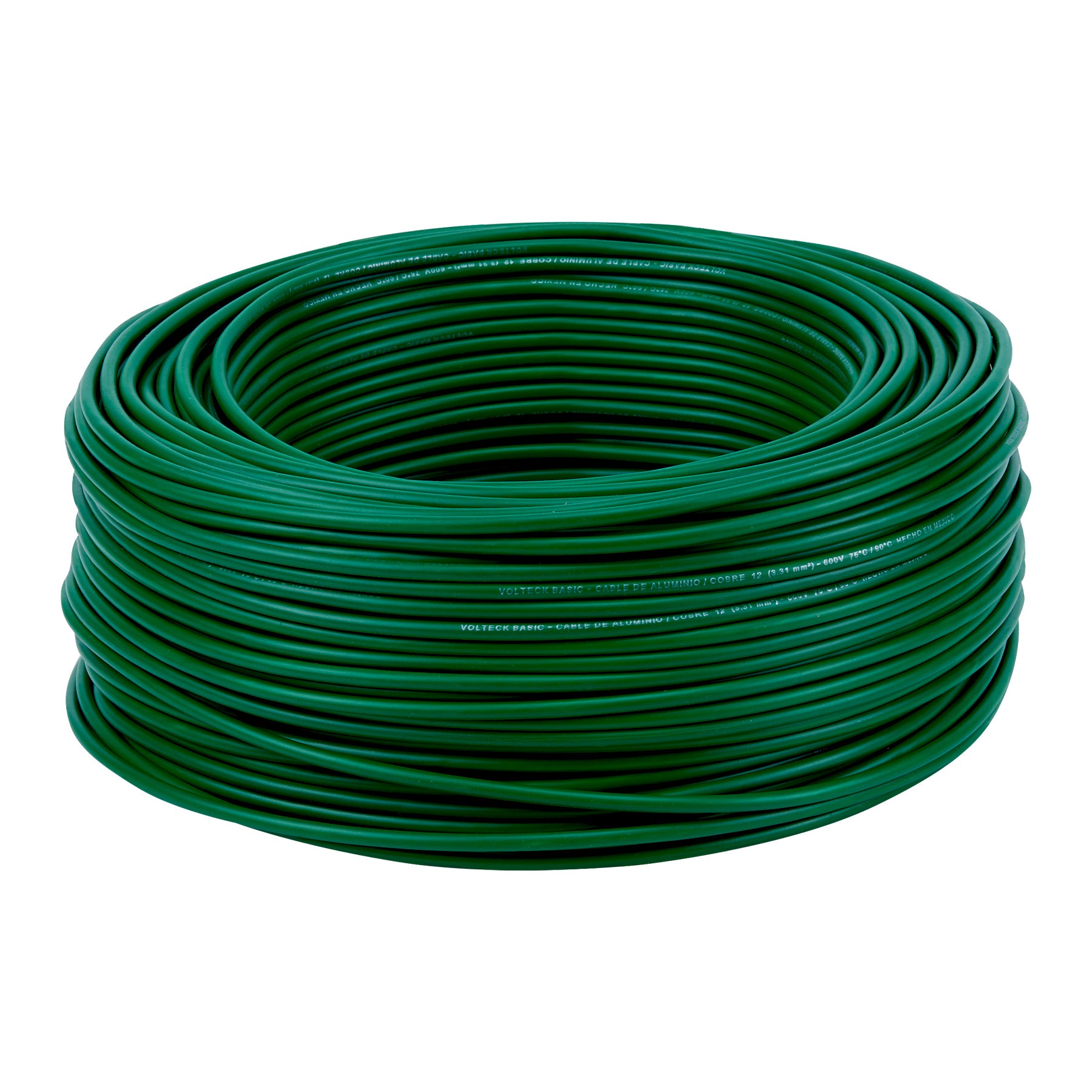 Rollo de 100 metros de cable THW CCA 12 AWG verde, Basic, 40215