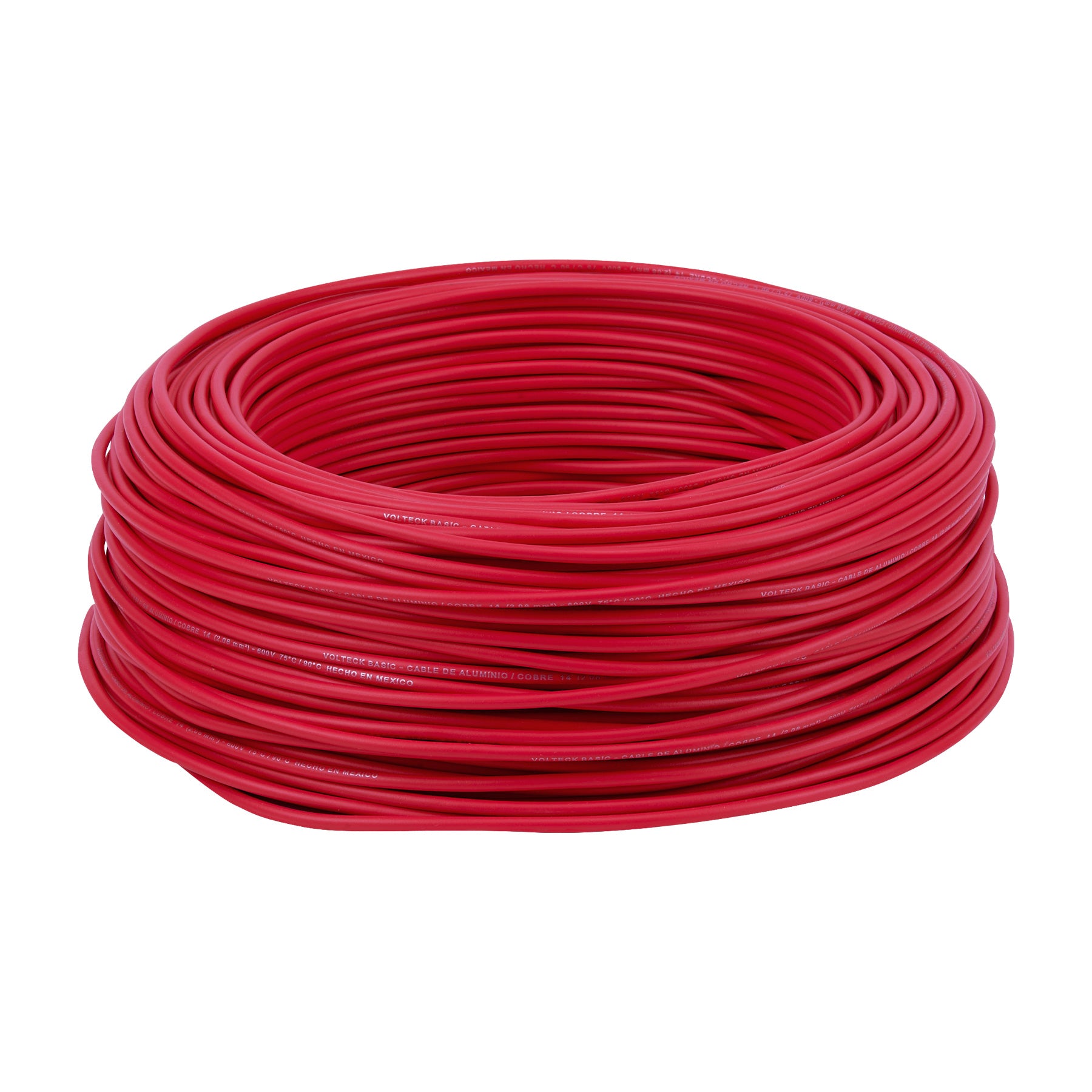 Rollo de 100 metros de cable THW CCA 14 AWG rojo, Basic, 40218