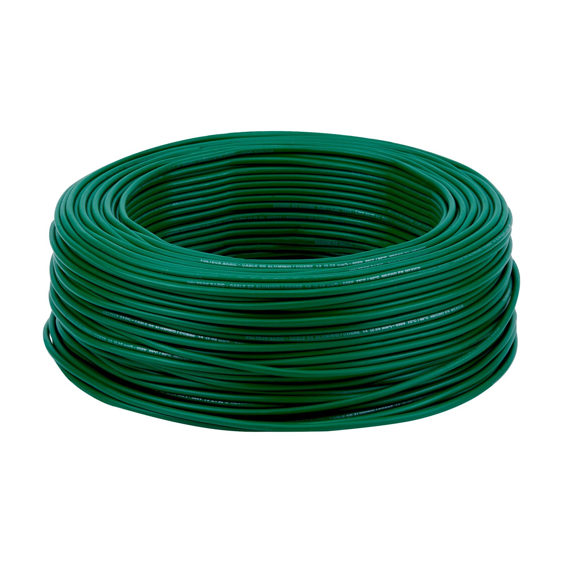 Rollo de 100 metros de cable THW CCA 14 AWG verde, Basic, 40219