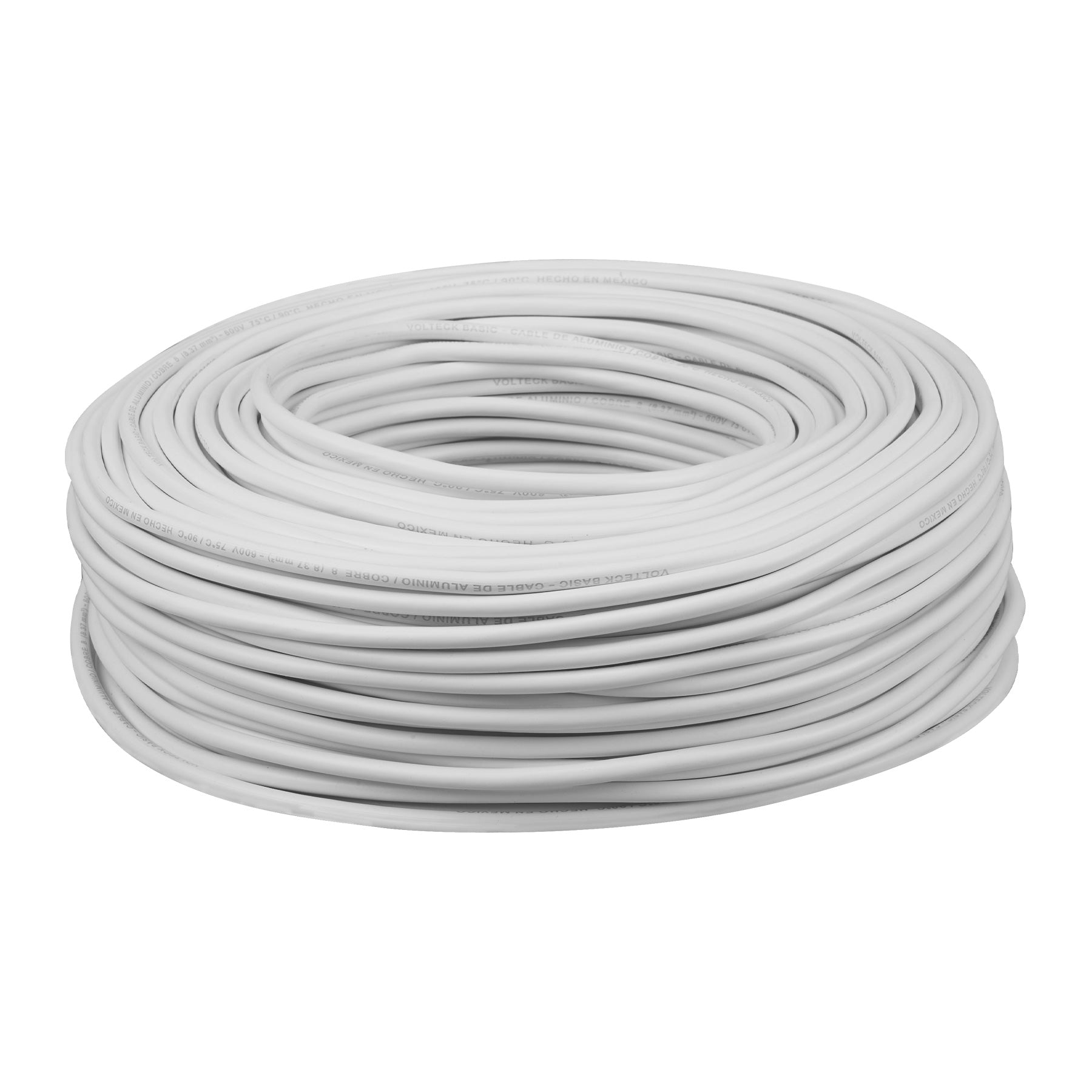 Rollo de 100 metros de cable THW CCA 8 AWG blanco, Basic, 40204