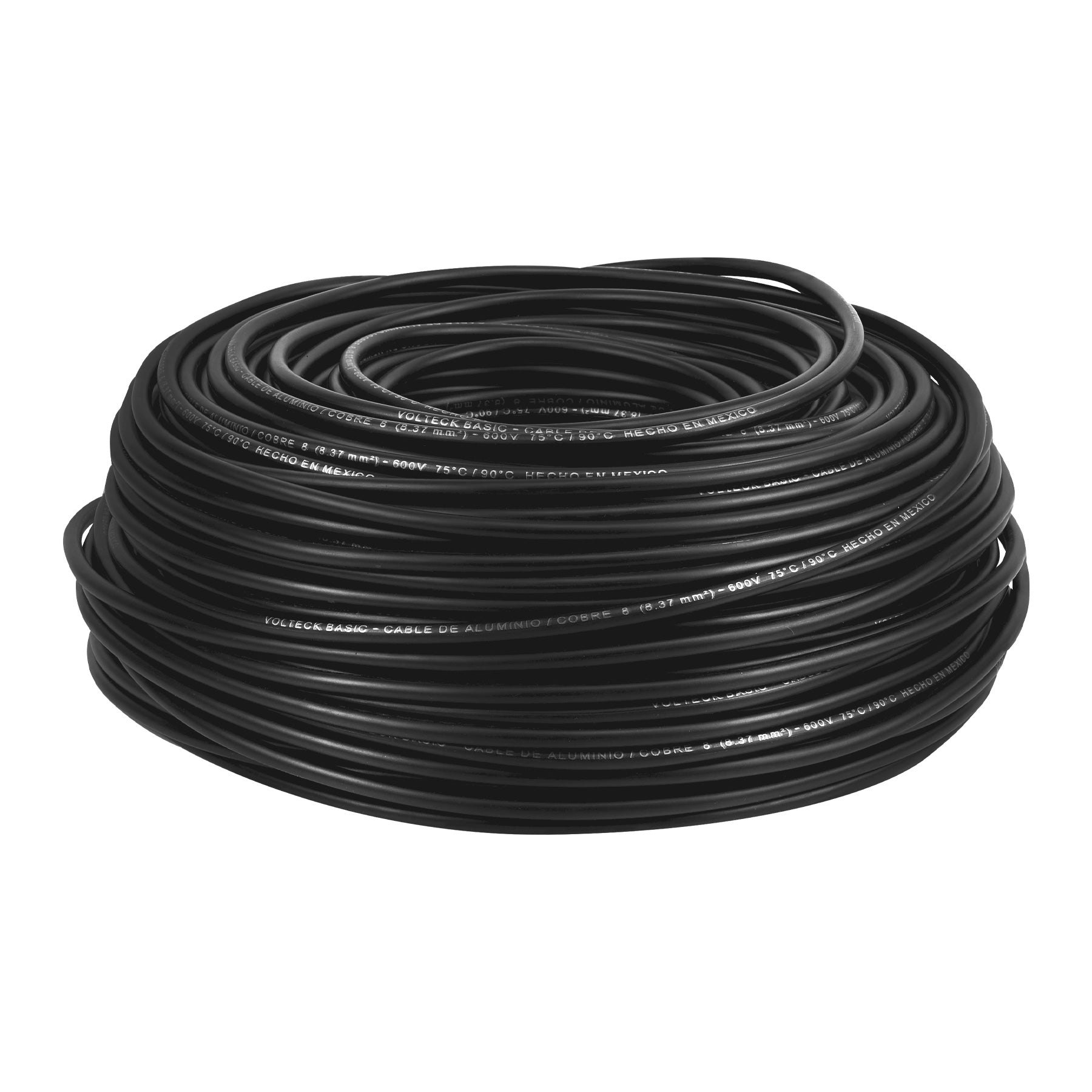 Rollo de 100 metros de cable THW CCA 8 AWG negro, Basic, 40205