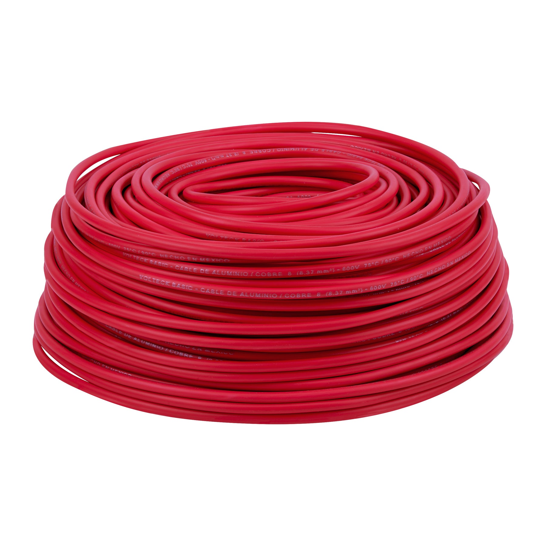 Rollo de 100 metros de cable THW CCA 8 AWG rojo, Basic, 40206