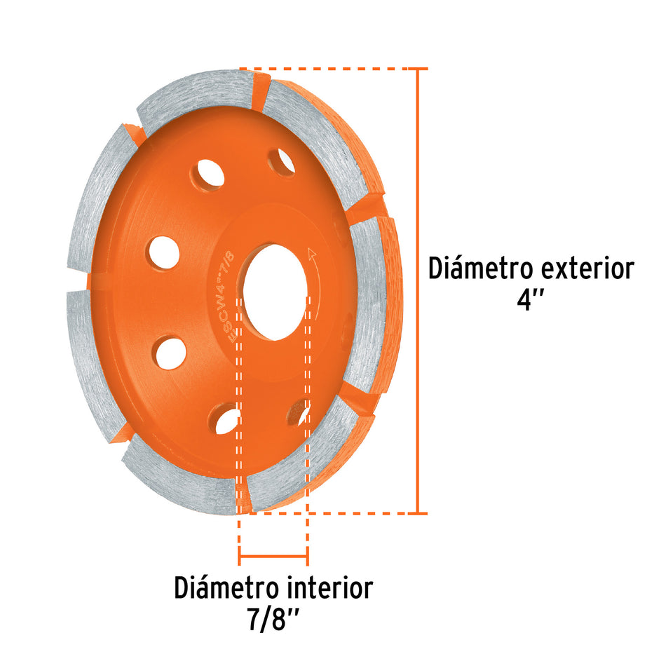 Copa de diamante 1 hilera 4' x 7/8', TRUPER, 103210