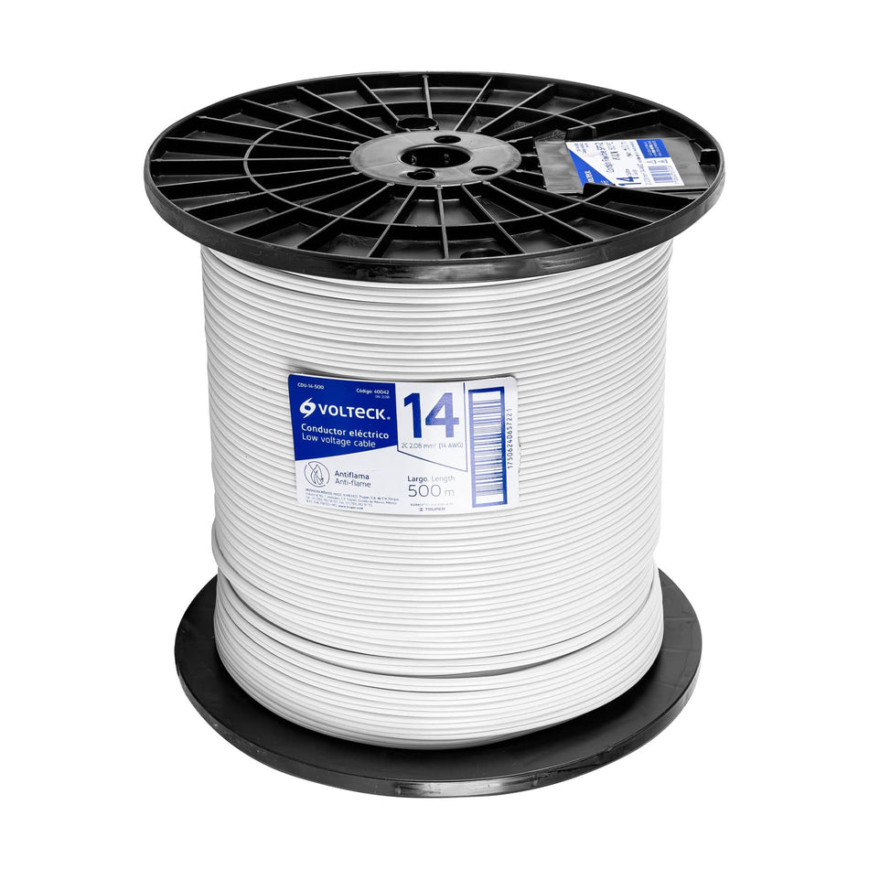 Metro de cordón dúplex flexible SPT 14 AWG en carrete 500 m Caja con 500, 40042