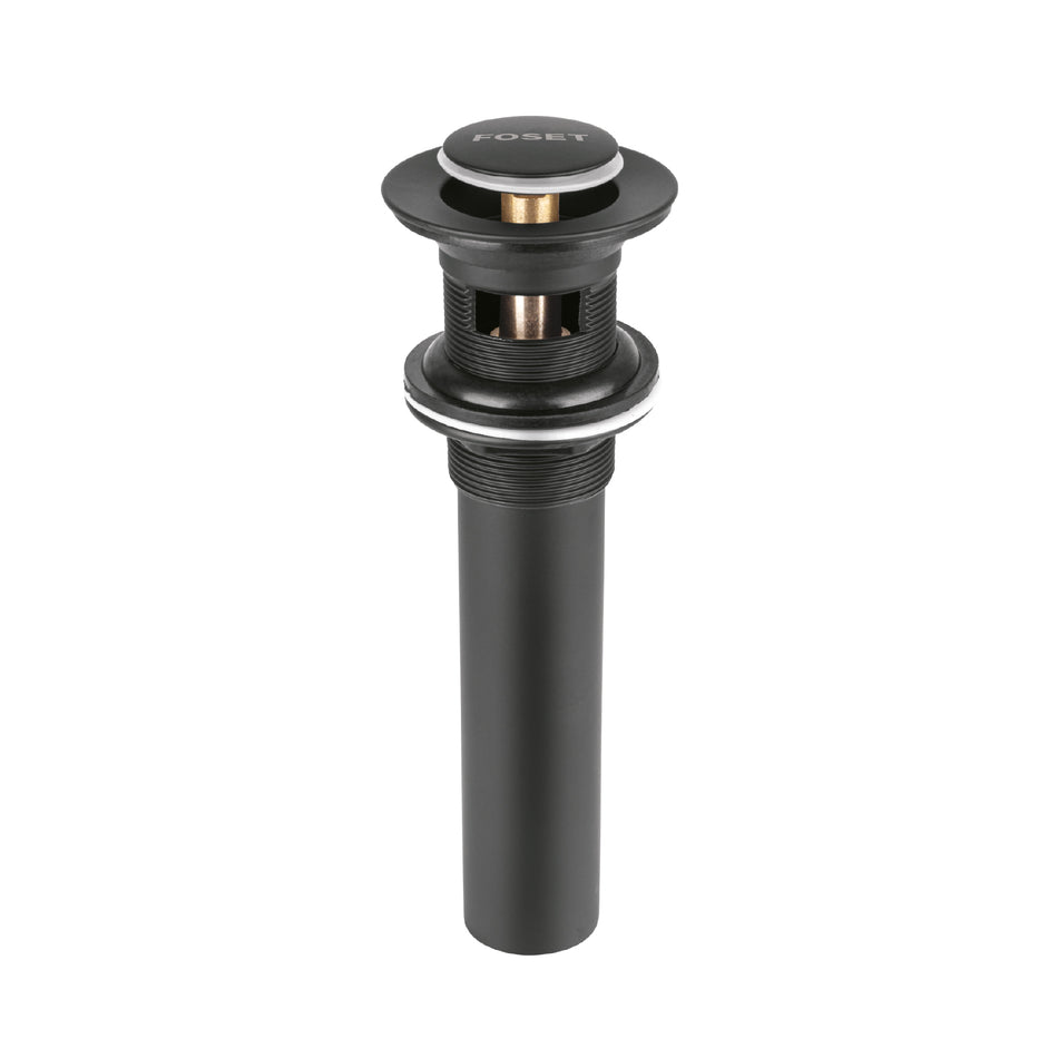 Contra p/lavabo, 1-1/4', con rebosadero, push, latón, negro Caja con 2, 47981