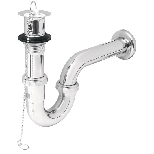 Céspol 1-1/4' c/contra, tapón y cadena, latón cromo,p/lavabo Caja con 2, 49335