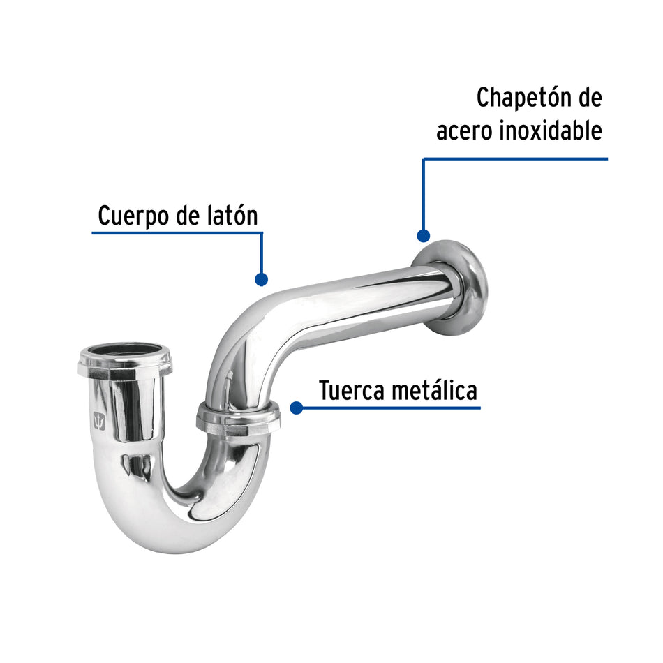 Céspol 1-1/2', sin contra, latón cromo, para fregadero Caja con 2, 49336
