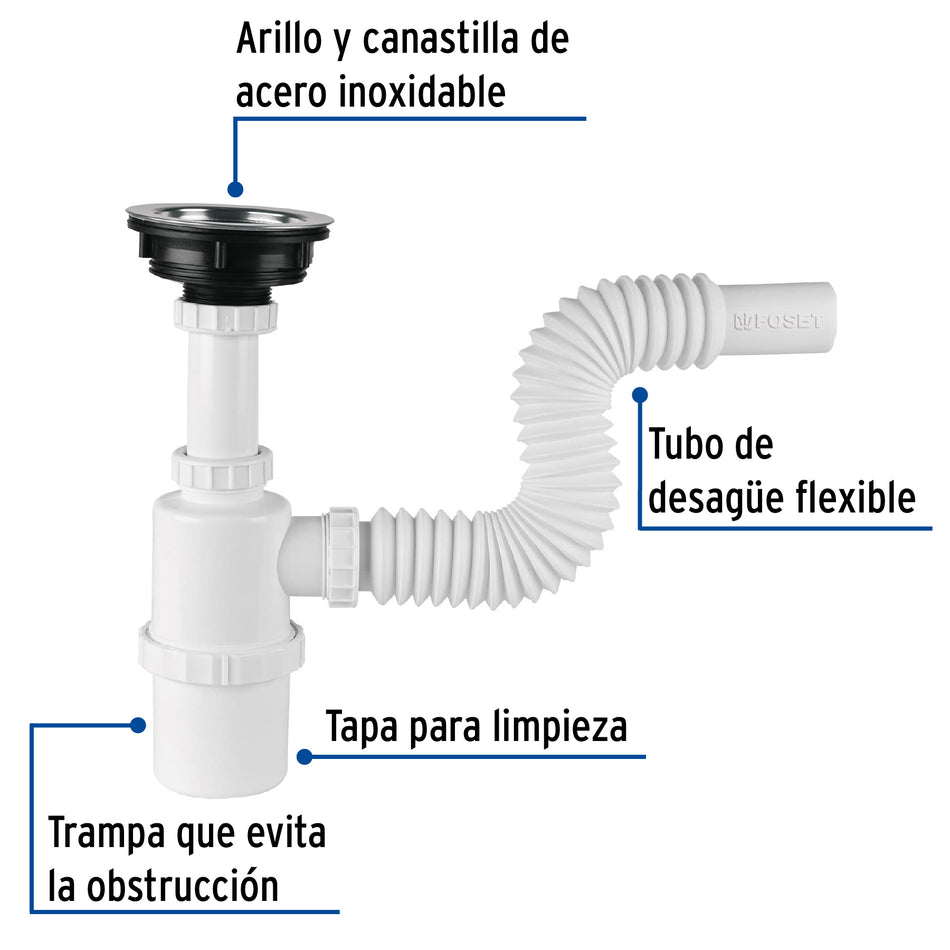 Céspol de bote con contracanasta de acero inox. p/fregadero Caja con 4, 49506