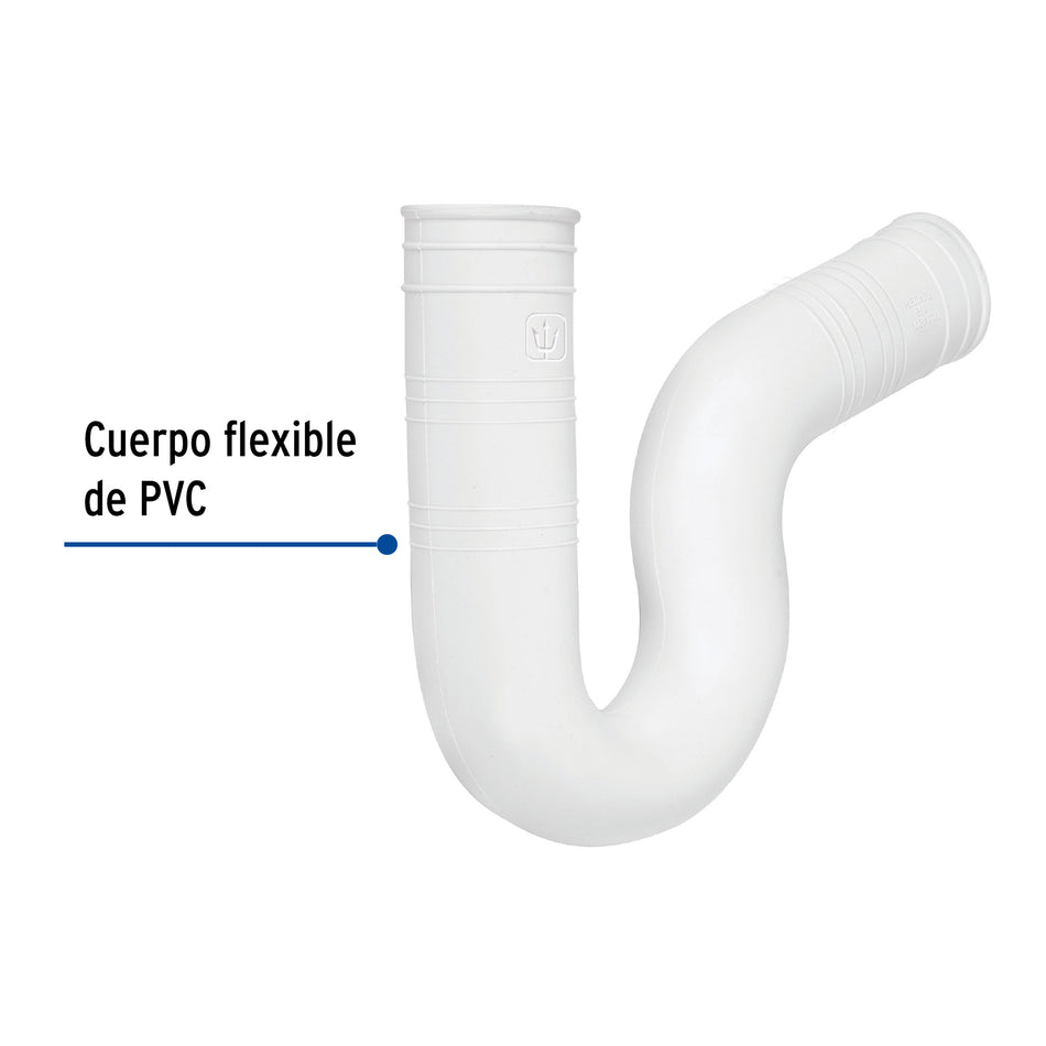 Céspol flexible 1-1/2' de PVC, para fregadero, Foset Caja con 5, 49946