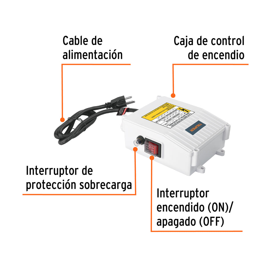 Caja de control para bomba tipo bala 1 HP, TRUPER, 102709