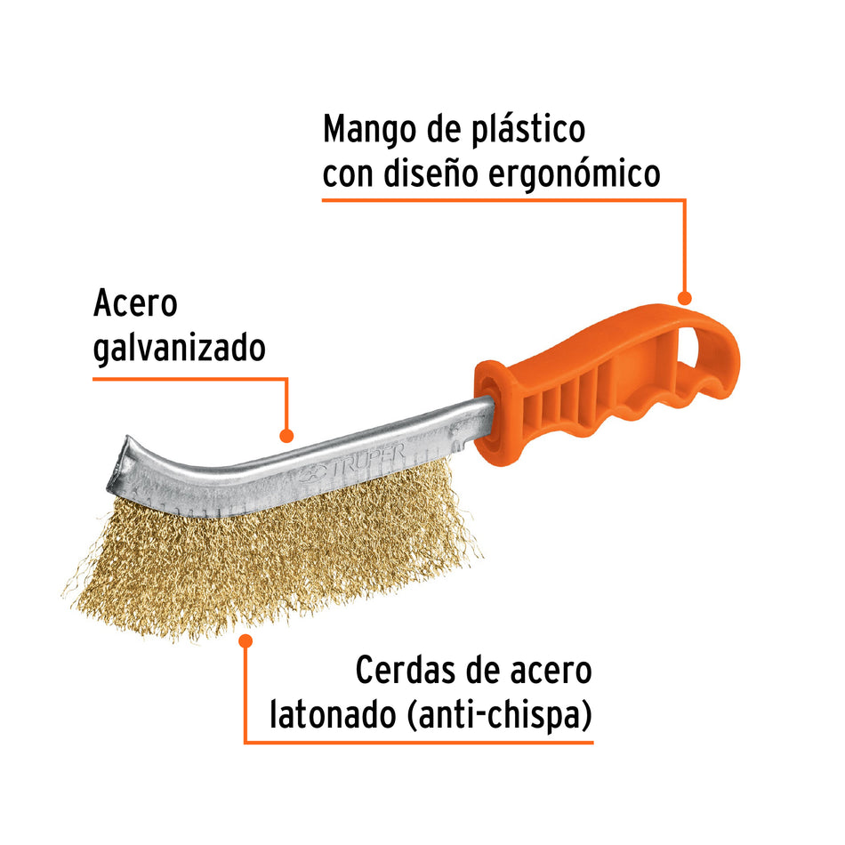 Cepillo curvo anti-chispa, alambre ondulado, Truper Caja con 6, 11540