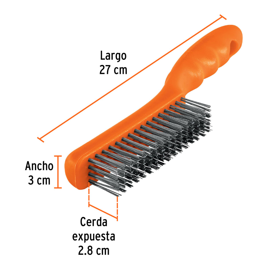 Cepillo de alambre 64 pinceles de acero inoxidable, Truper Caja con 6, 10656