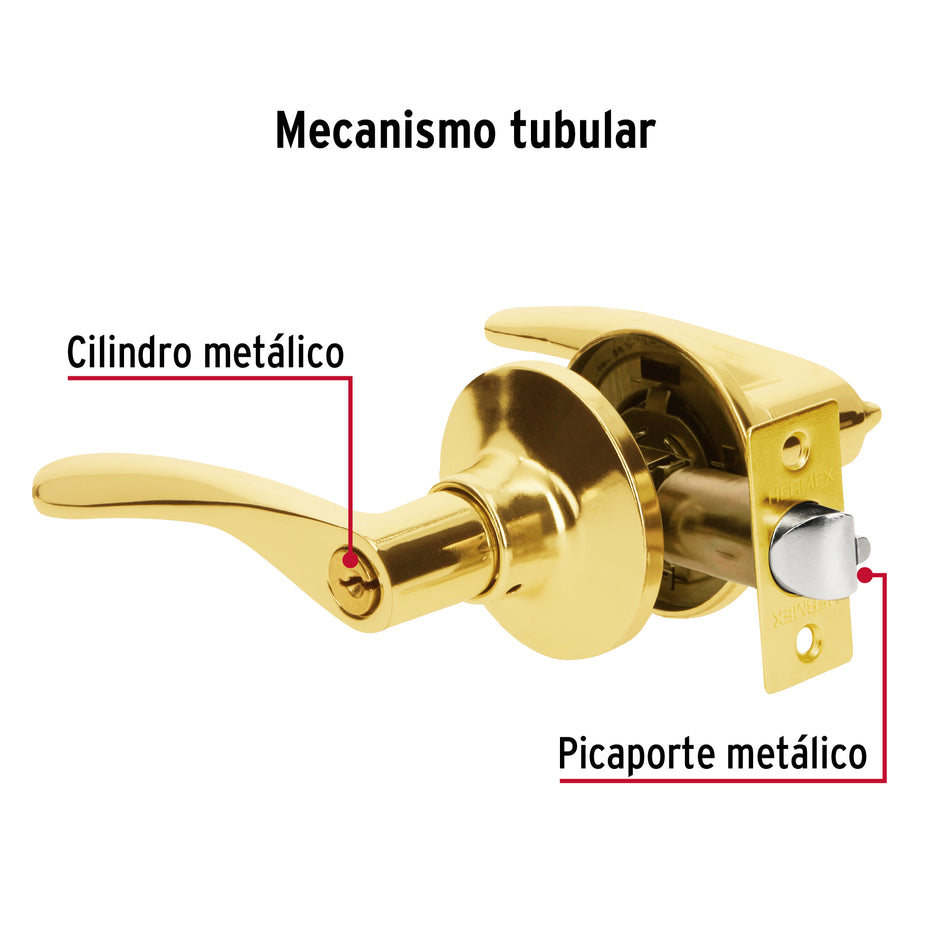 Cerradura manija 'Milán' recámara latón brillante, cil metal Caja con 3, 20032