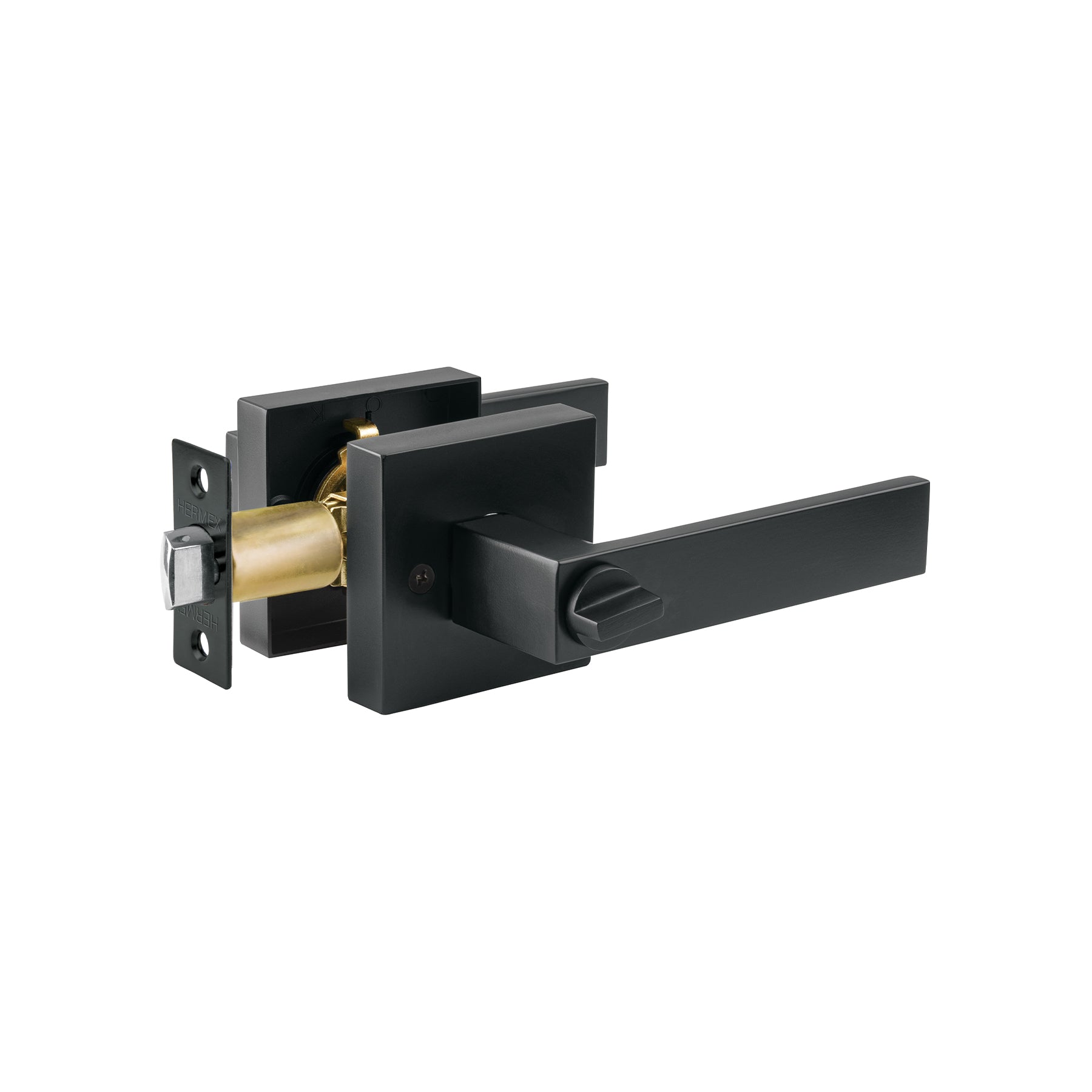 Cerradura manija 'Módena' p/baño, negro, cil latón, 45337