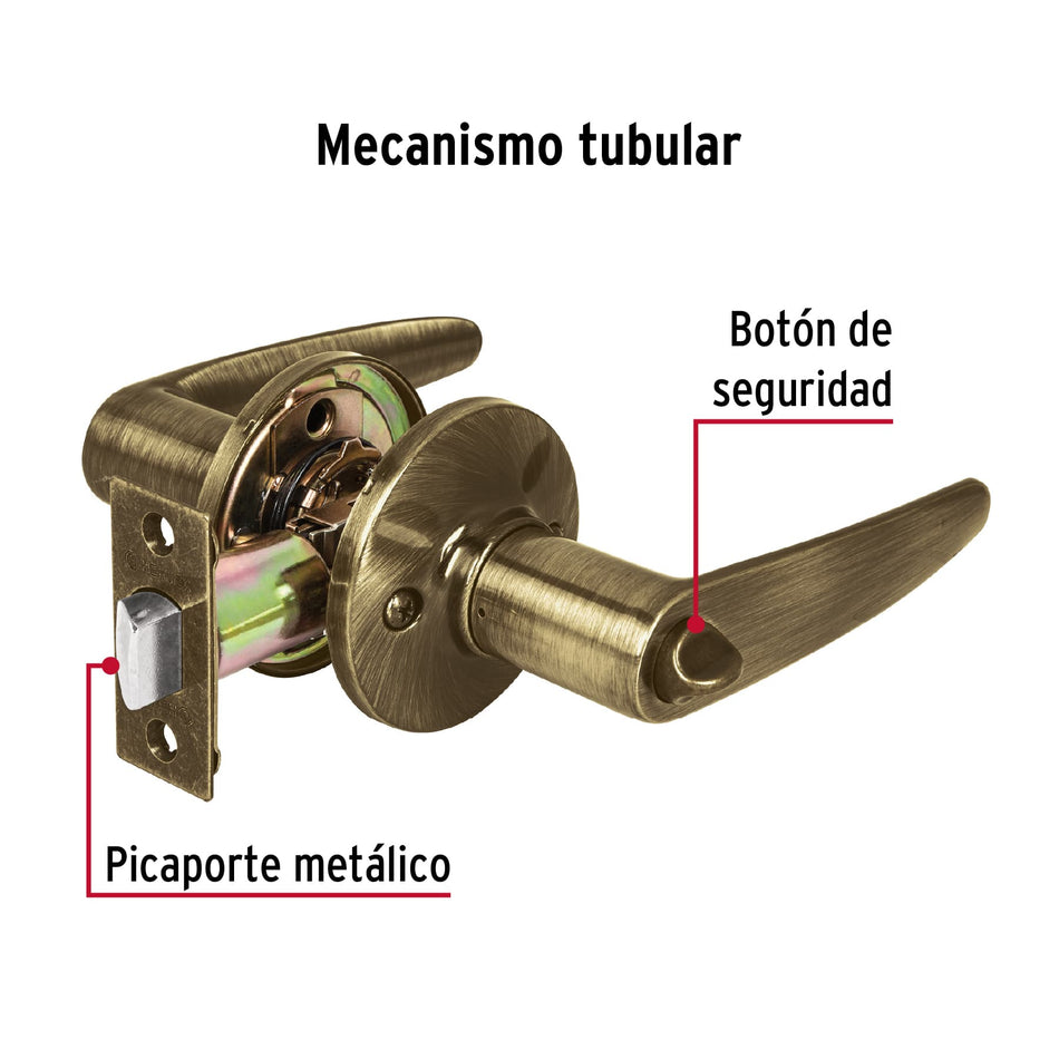 Cerradura manija 'Turín' p/baño latón antiguo, cil latón Caja con 3, 43660