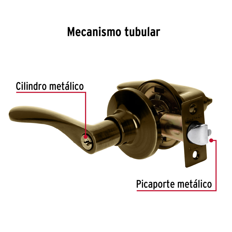 Cerradura manija 'Milán' recámara latón antiguo, cil metal Caja con 3, 20034