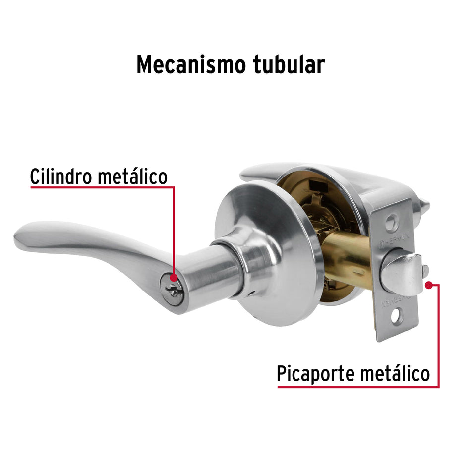 Cerradura manija 'Milán' recámara cromo mate, cil metal Caja con 3, 20036