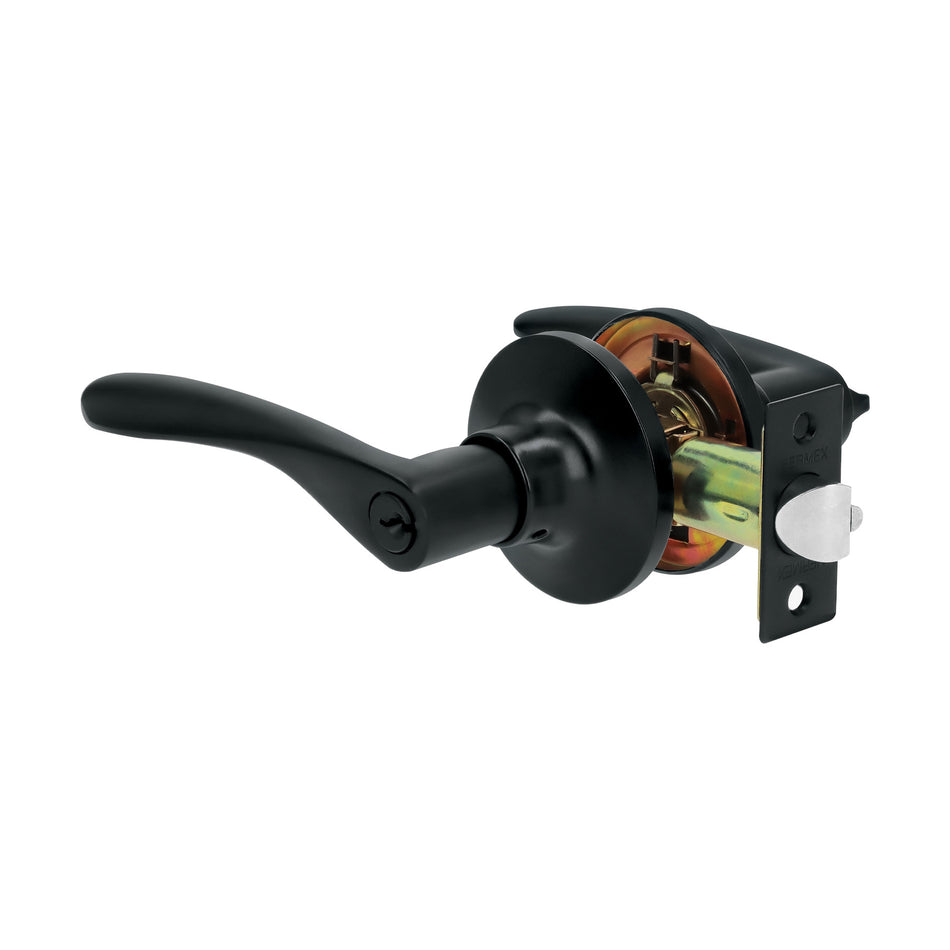Cerradura manija 'Milán' p/recámara, negro, cil latón, Basic Caja con 3, 28153