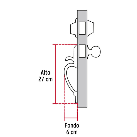Jaladera, perilla y cerrojo llave, latón brillante, Basic, 23670