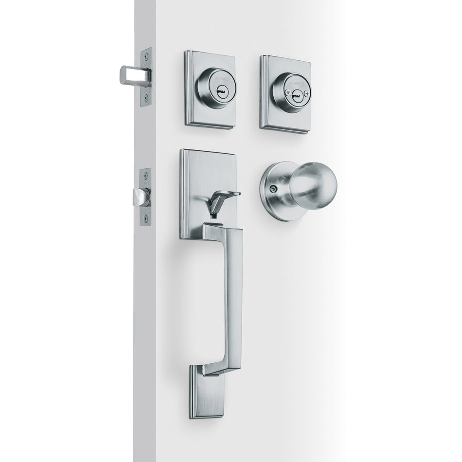 Jaladera y perilla Porto llave-llave, cromo mate, HERMEX, 45279
