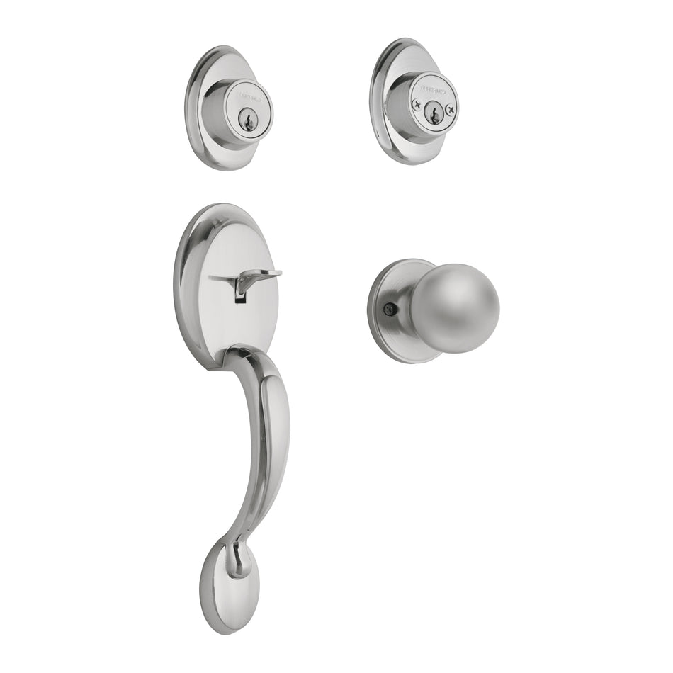 Jaladera, perilla y cerrojo llave, cromo mate, Hermex Basic, 23674