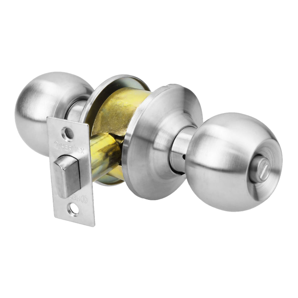 Cerradura tipo esfera para baño, cromo mate, Hermex Caja con 3, 43462