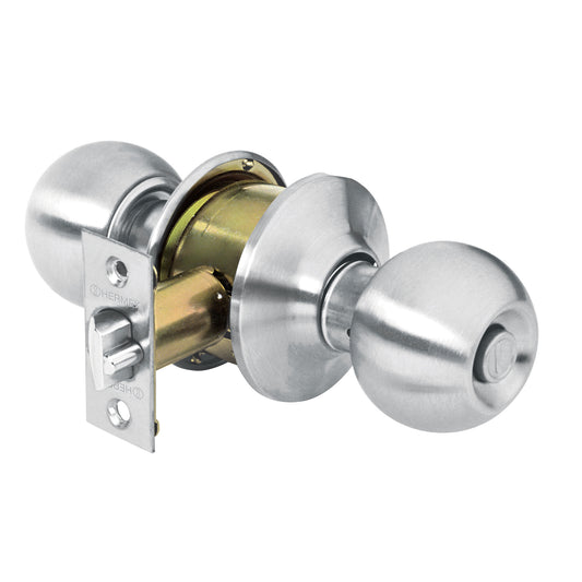Cerradura tipo esfera para recámara, cromo mate, Hermex Caja con 3, 43464