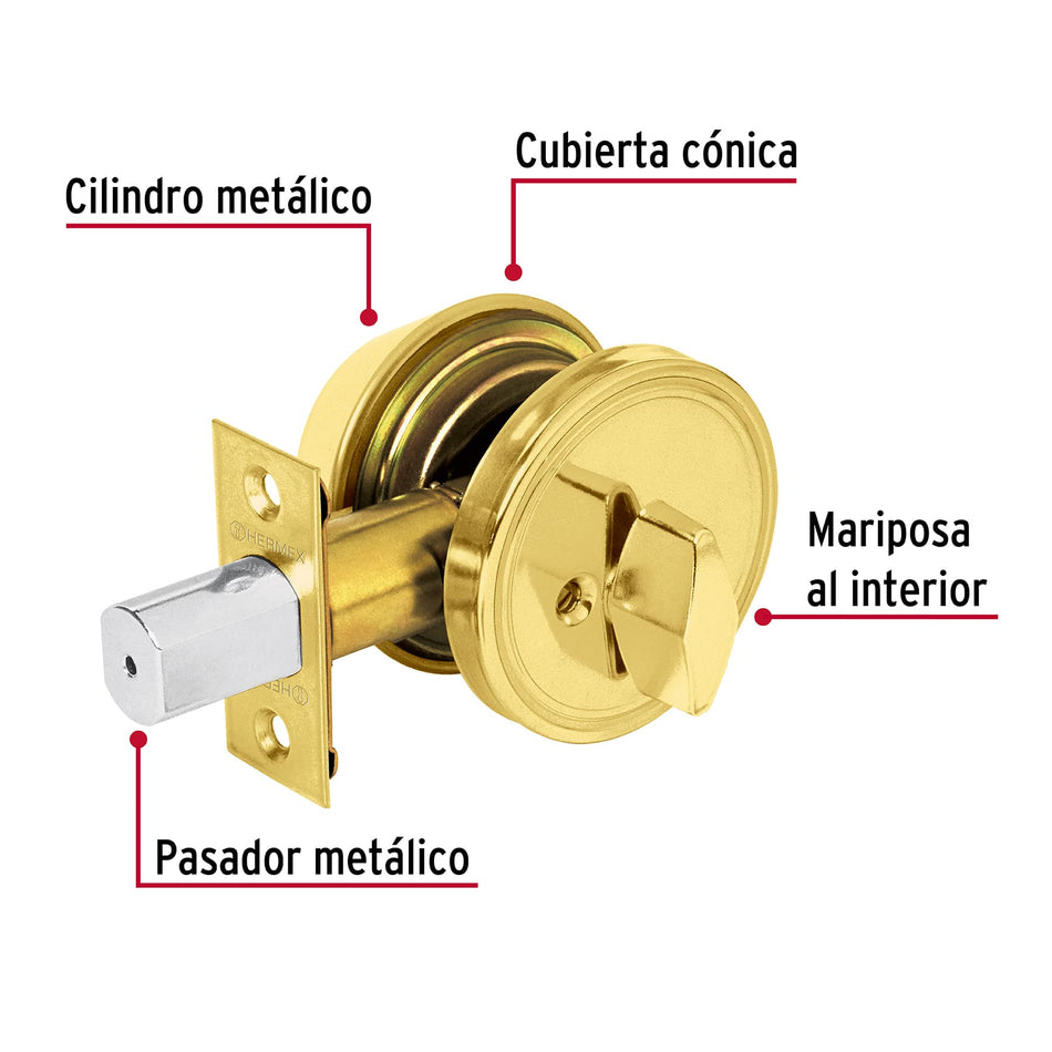 Cerrojo llave-mariposa latón brillante, llave tradicional Caja con 4, 23613