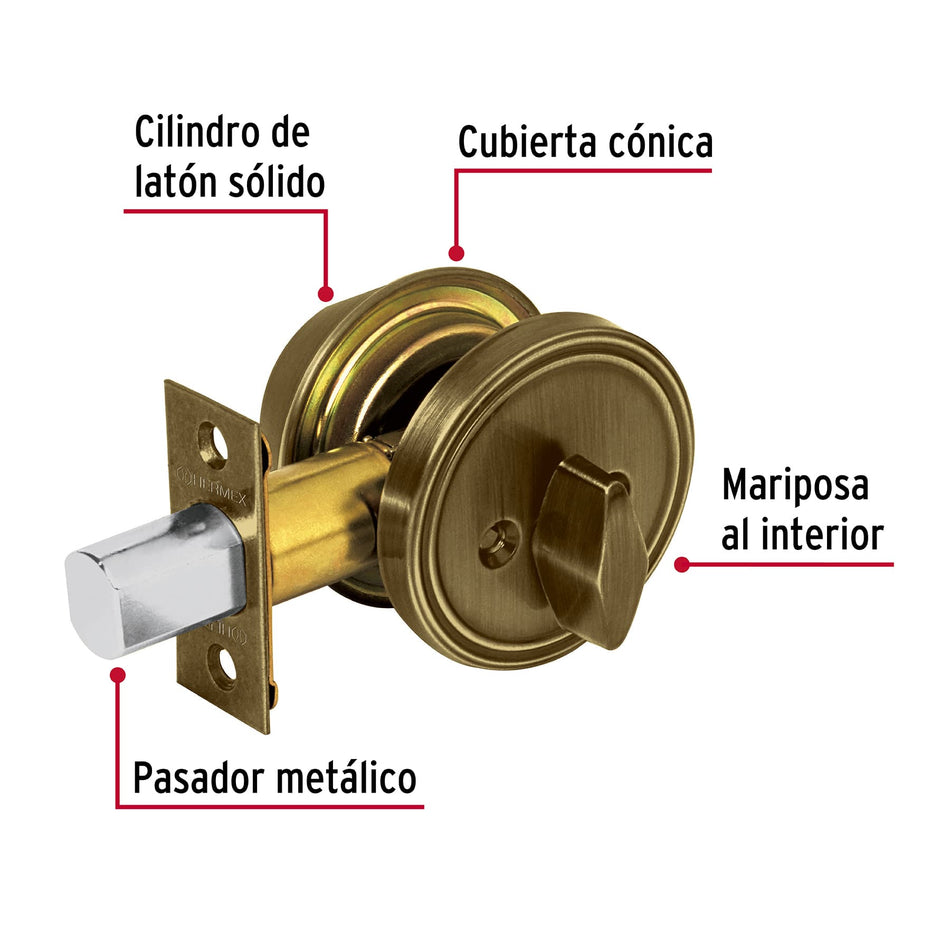 Cerrojo llave-mariposa latón antiguo, llave de puntos,Hermex Caja con 3, 43596